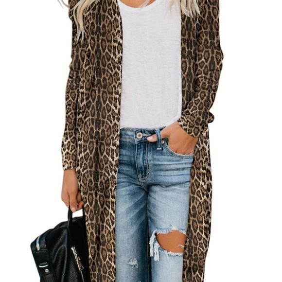 🎈1 Left❣️animal print Leopard Duster, cardigan - Picture 3 of 8